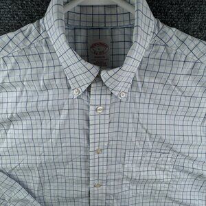 Brooks Brothers Shirt Long Sleeve Button Up Cotton Large Blue Check Madison Fit